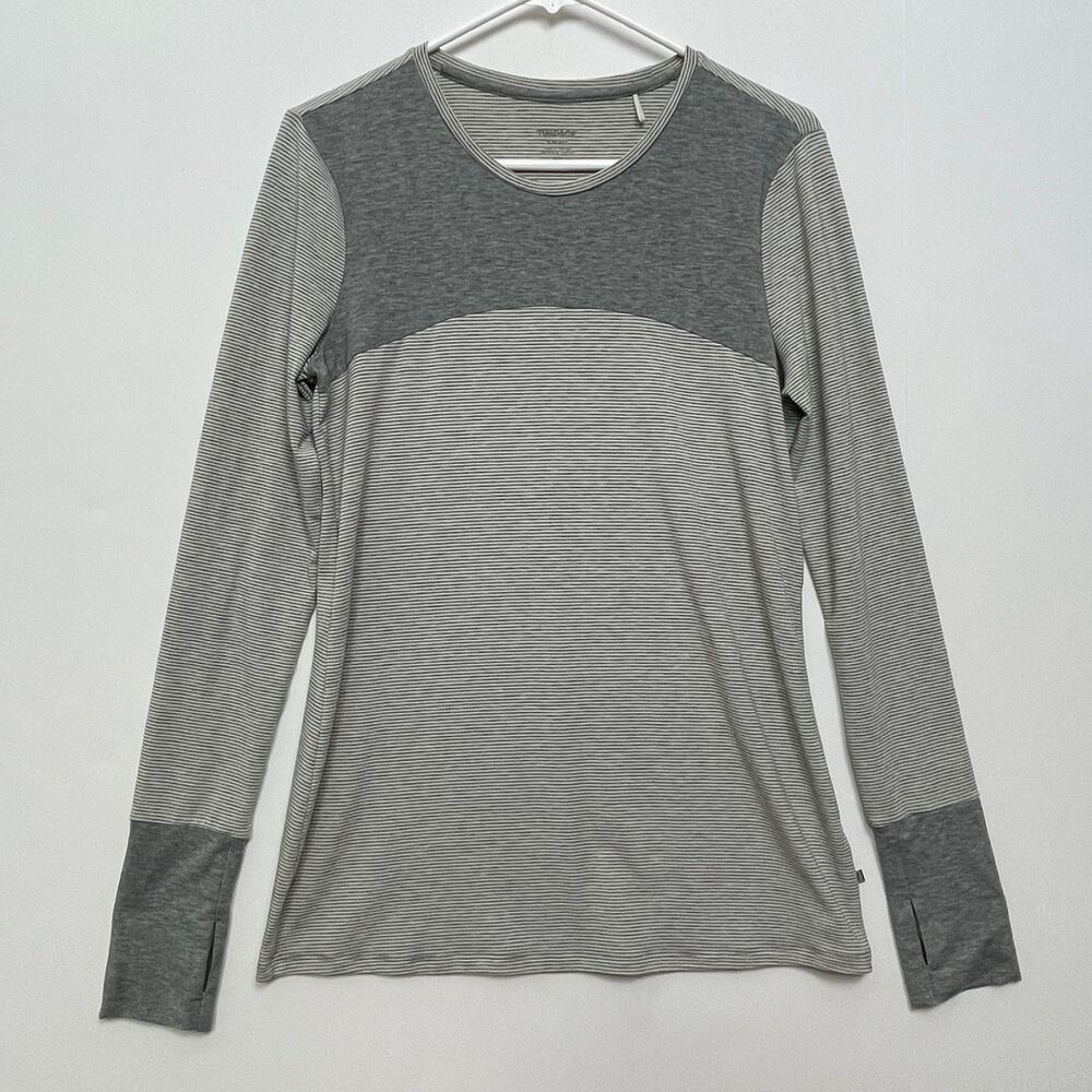 Toad&CO. Swifty Long Sleeve Tunic Sz Small Gray Striped Thumb Holes